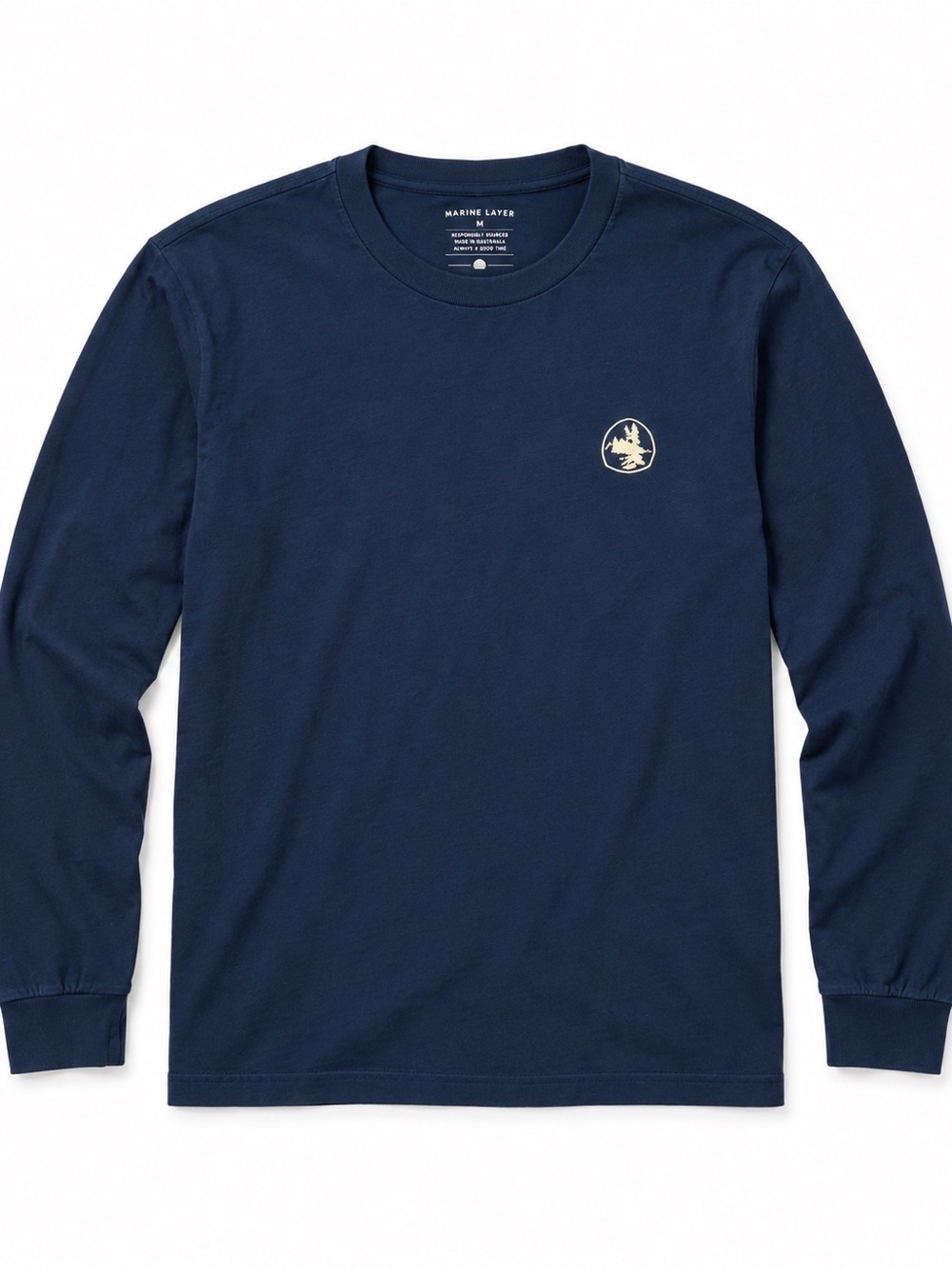 Marine Layer Navy Long-Sleeve Tee with Chest Emblem